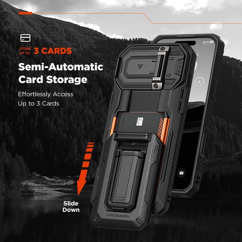 For iPhone 16 Series Case VRS Design [Origin] Semi Auto Card Wallet & Kickstand gallery