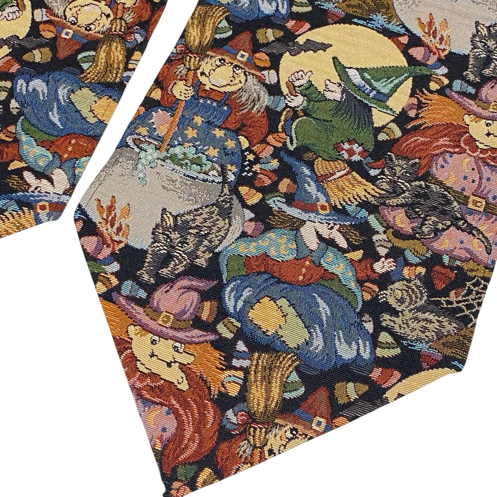 12x70 Halloween TAPESTRY Witches TABLE RUNNER Cats Spider Web Cauldron HOLIDAY gallery
