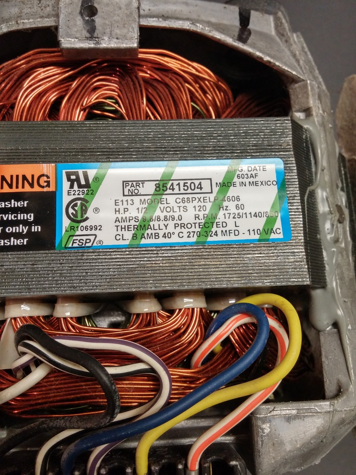 Washer Drive Motor / Motor Switch 8541504 ; 8529896 gallery
