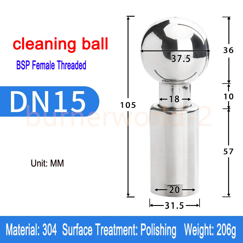 1/2" 3/4"1" 2" Rotating Tank Washing Nozzle CIP Rotary Spray Ball Cleaning Head gallery
