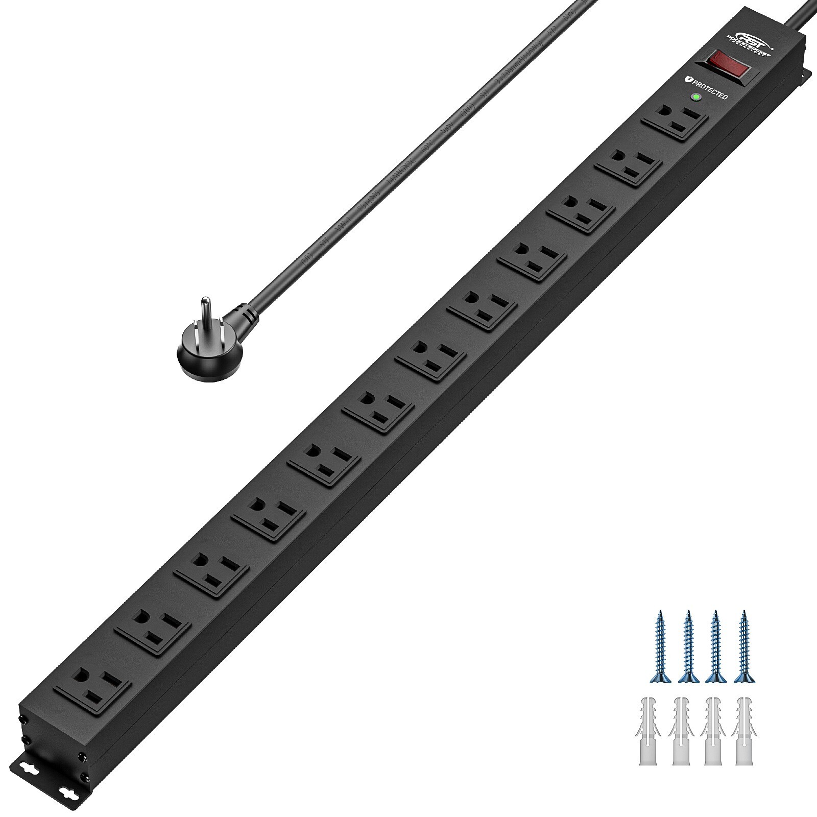 CRST 12-Outlet Heavy Duty Power Strip Surge Protector, 15FT/14AWG Extension gallery