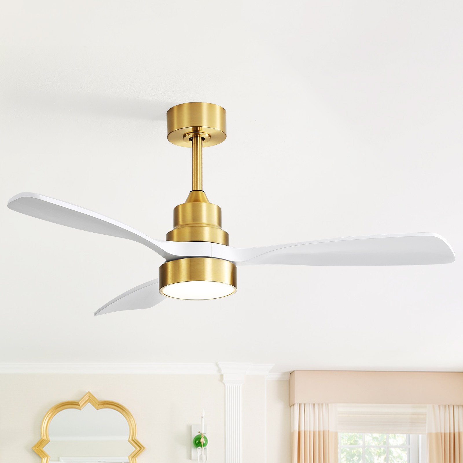 Sofucor Gold Fan Modern Ceiling Fan Light Kit W/ Remote Dimmable LED Reversible gallery