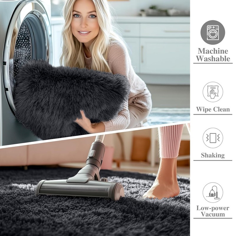 2X3 Machine Washable Small Bedside Rug, Soft Fluffy Shaggy Entryway Throw Rugs f gallery