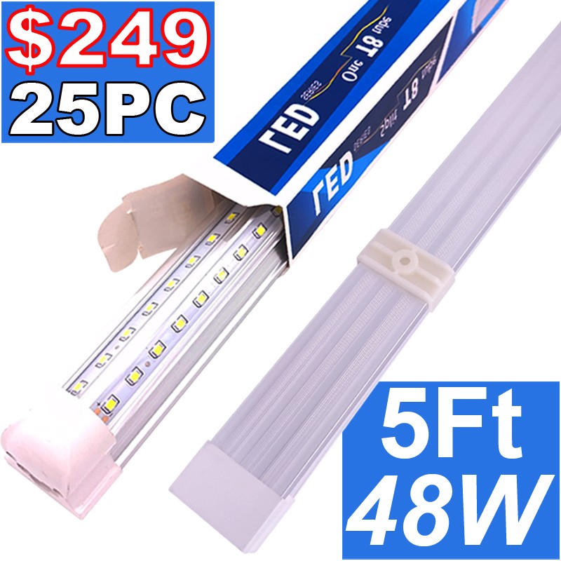 5' 60'' 60 Inch 5FT LED Shop Light Fixture T8 LED Tube Lights 48W LED Bulbs 25PC gallery