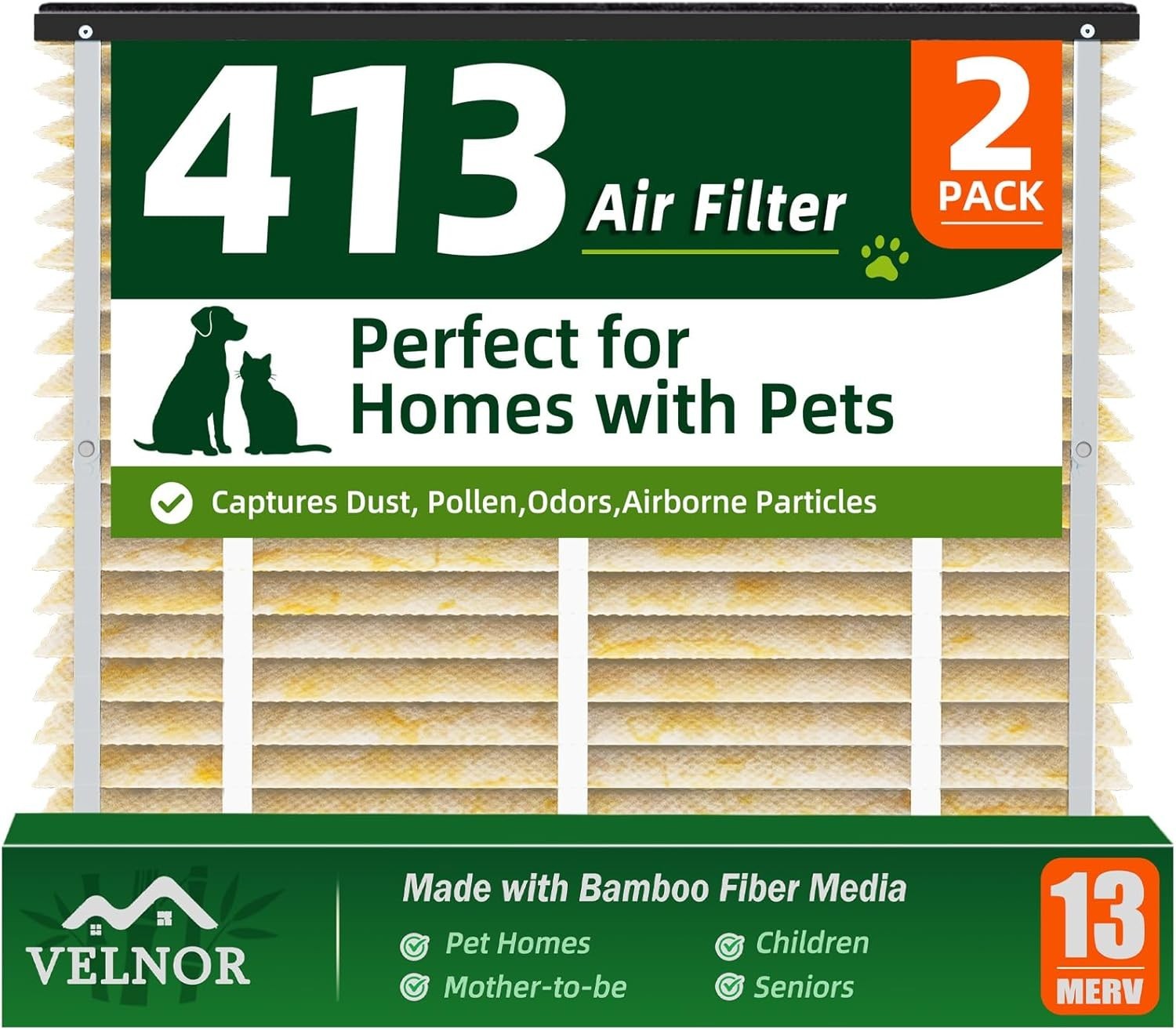 2 Pack 413 Air Filter Replacement - Whole House Air Purifiers,16x25X4 gallery