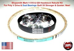 SHOPSMITH MARK V HEAD STOCK DOUBLE BEARING QUILL REBUILD KIT WITH POLY V DRIVE!
