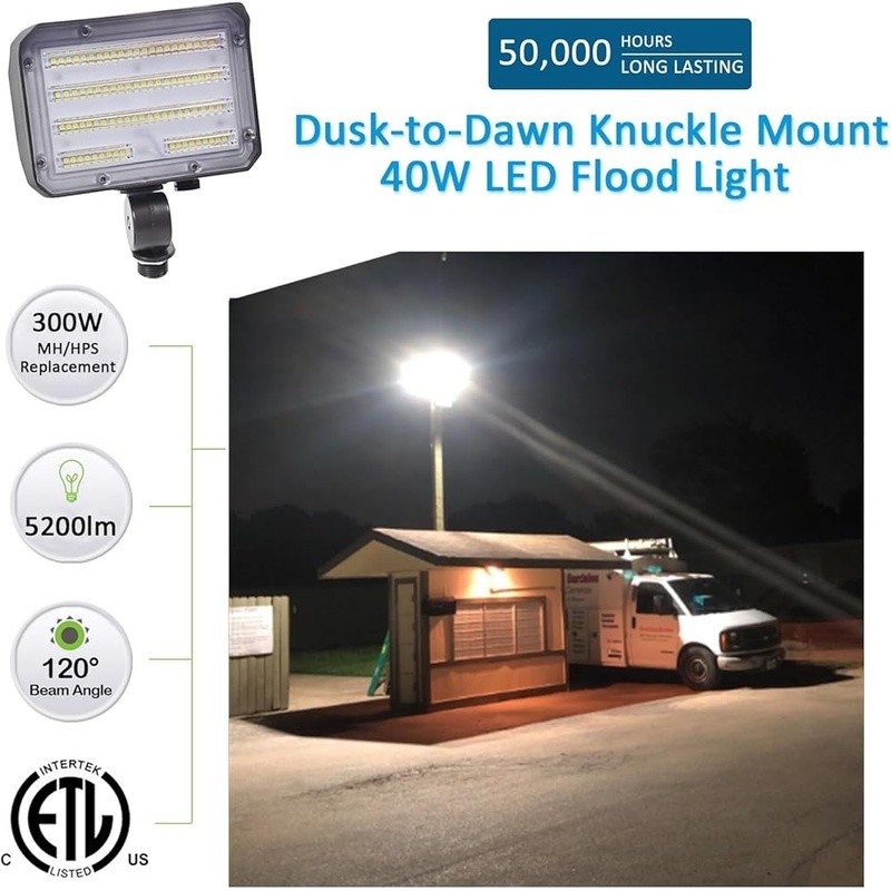 60W LED Flood Light Dusk Dawn Photocell 7800LM Waterproof IP65 50000hrs New gallery