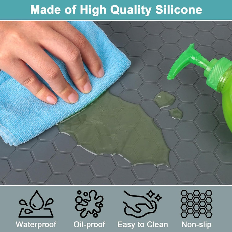 Under Sink Silicone Mat Waterproof Cabinet Protector Drip Tray gallery