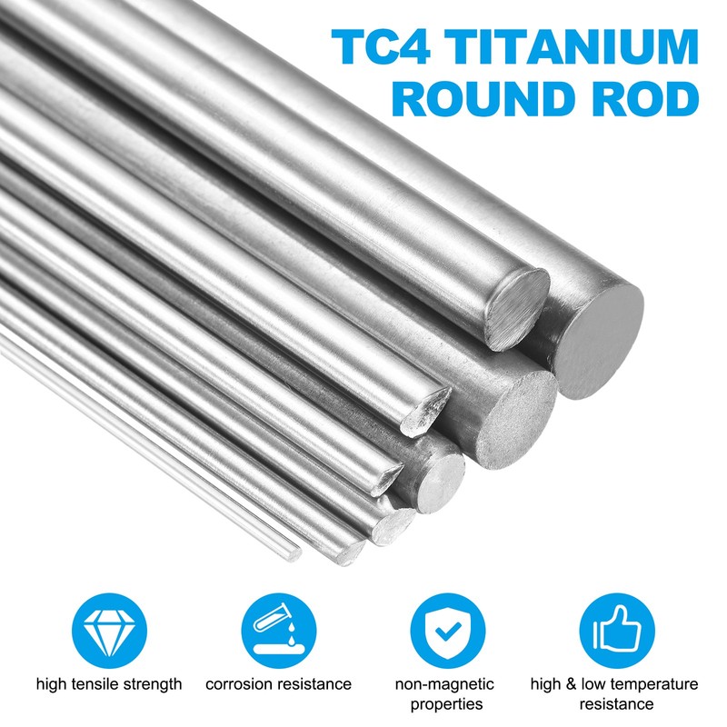 2pcs TC4 GR5 9mm x 204mm Titanium Solid Round Bar [0.35 x 8IN] for gallery