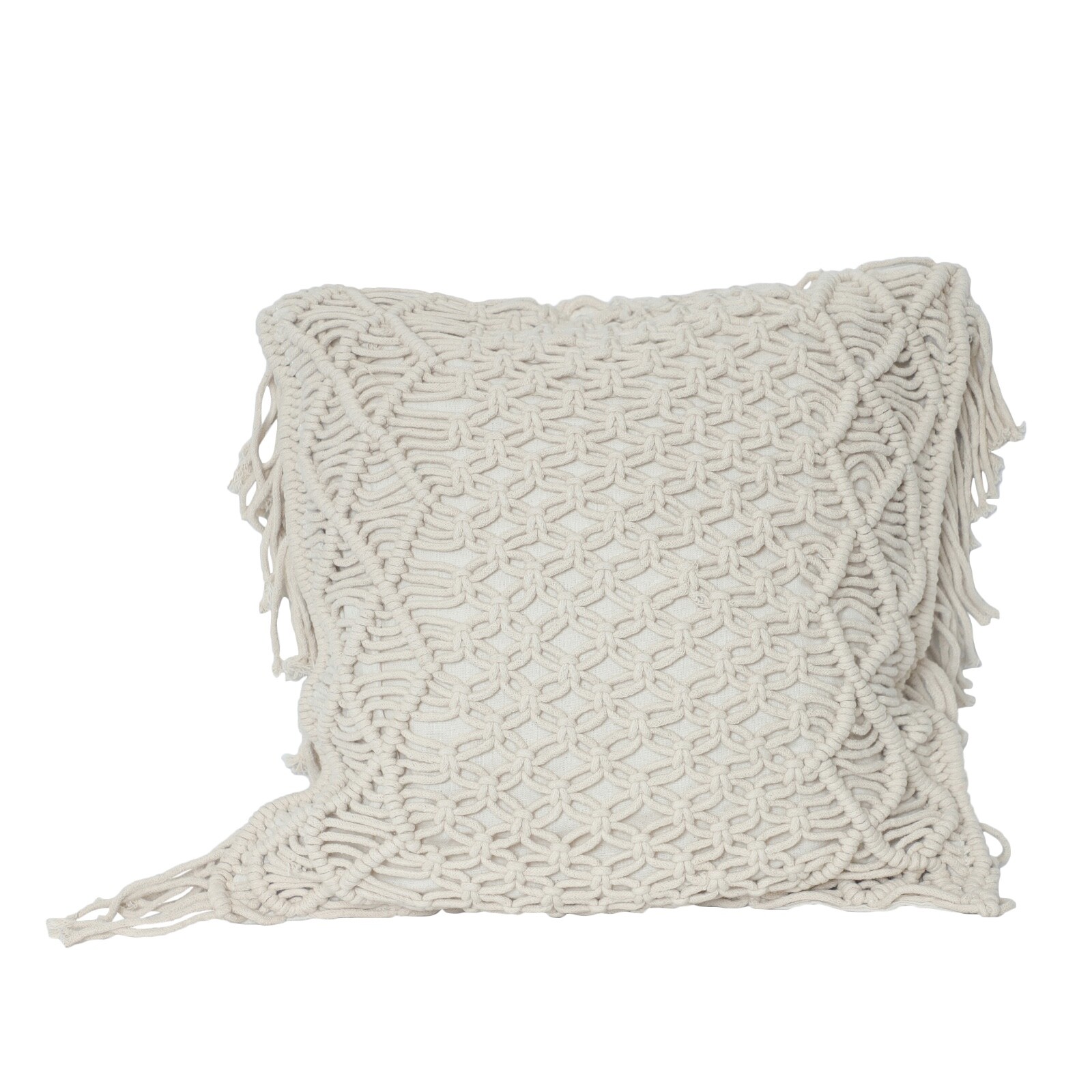 Macrame Cushion Cover handmade cotton - Natural/Off White Color #5 gallery