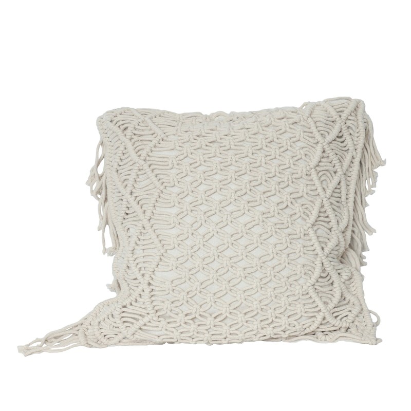 Macrame Cushion Cover handmade cotton - Natural/Off White Color #5 gallery