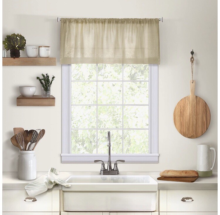 Elrene Home Fashions Cameron Solid Hemstitched Rod Wi Dow Balance Line 60x15 $50 gallery