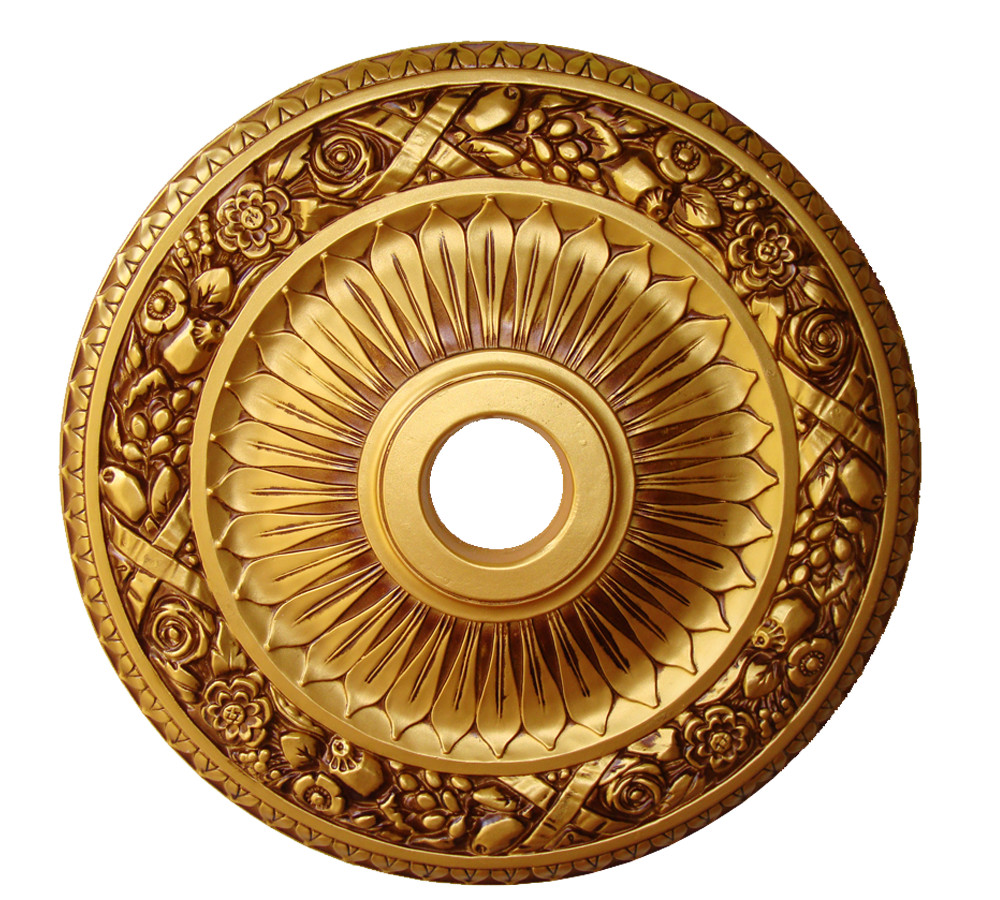 24" ROUND CHANDELIER CEILING MEDALLION ANTIQUE GOLD FOYER DINING ROOM BEDROOM gallery