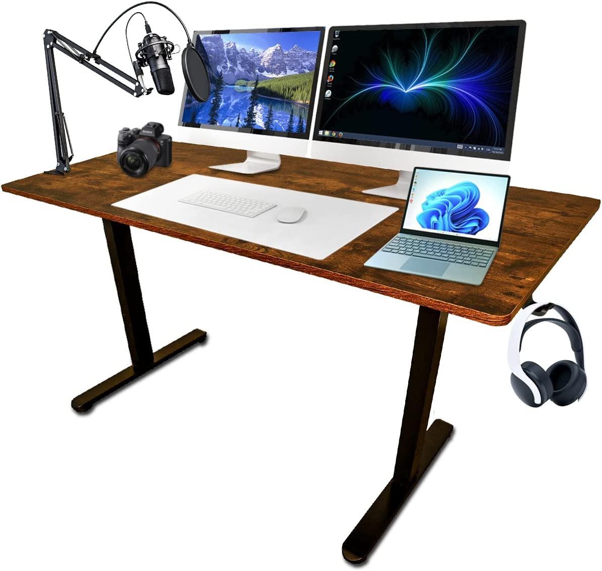 44''/55" Adjustable Electric Desk Computer Home Office Table Power Outlet gallery