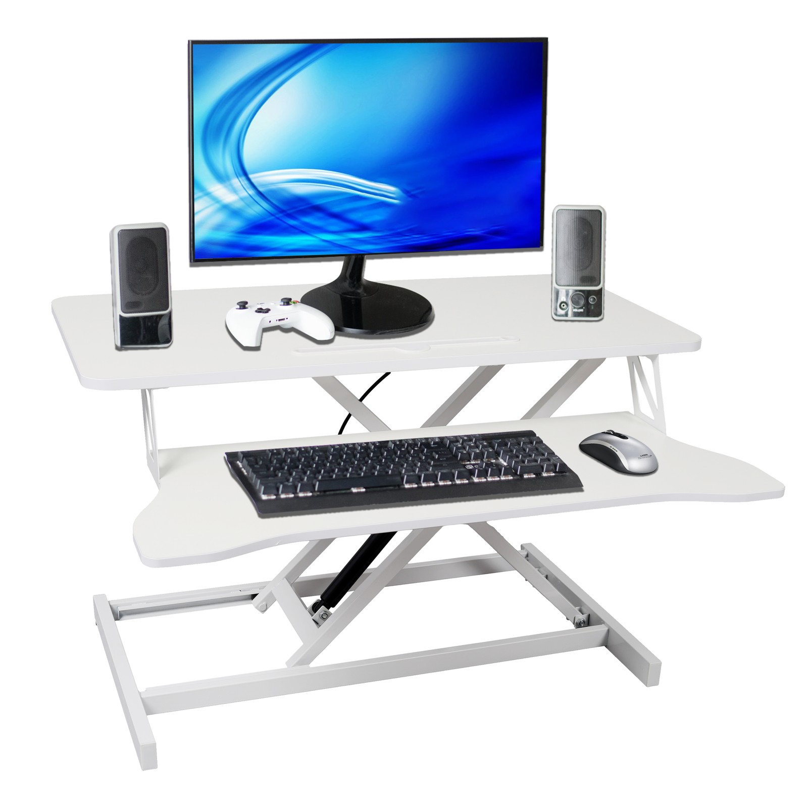 31.5" Standing Desk Adjustable Sit to Stand Up Workstation W/Keyboard Tray White gallery