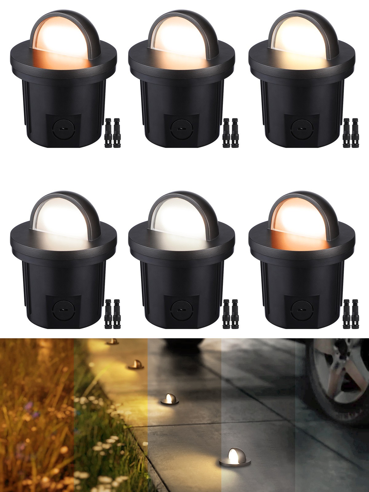6 Pack 5W 5CCT LED In-Ground Well Light, IP67 Waterproof, 12–24V AC/DC gallery