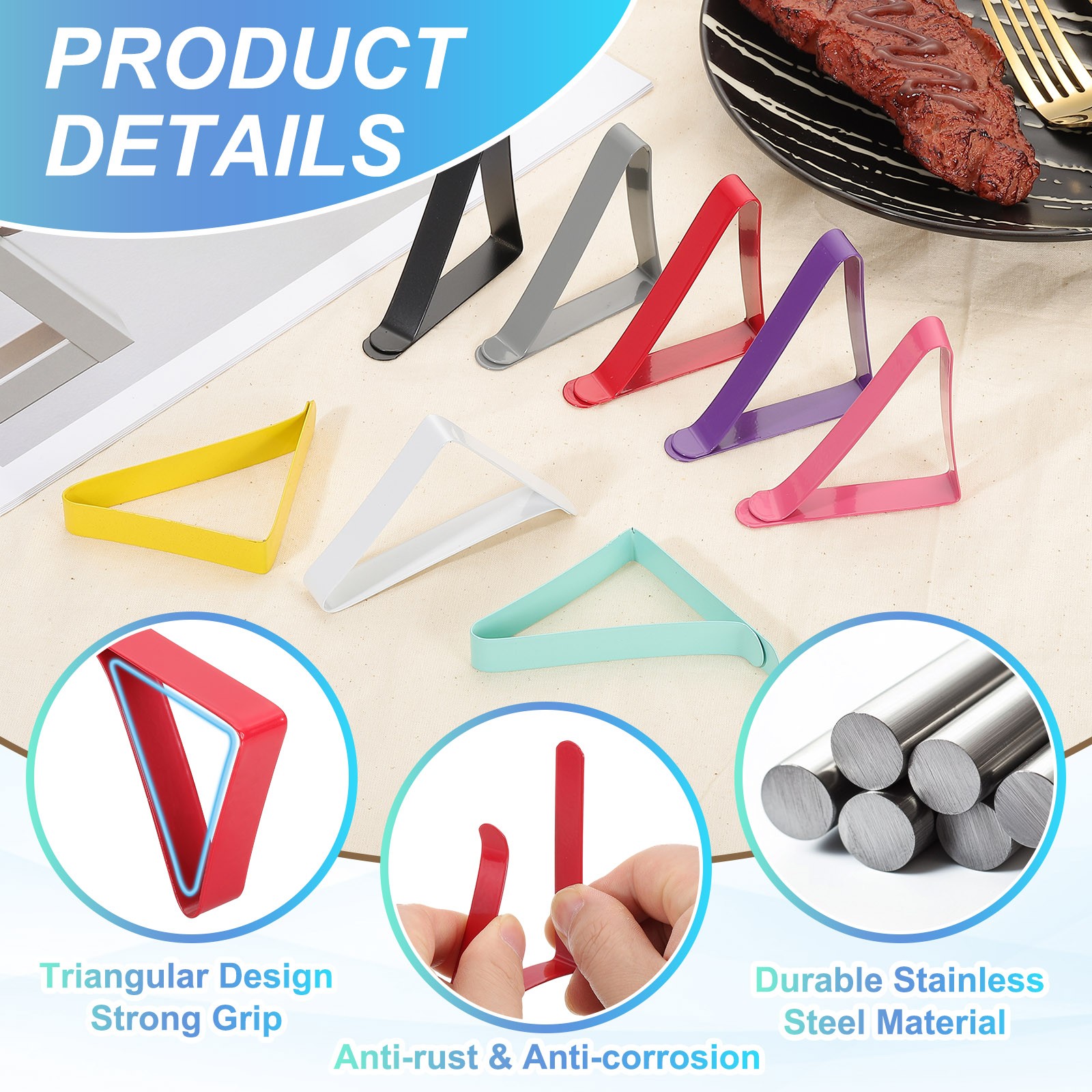 4 Pack Tablecloth Clips, 2.95" x 1.77" Table Cloth Cover Clamps, Red gallery
