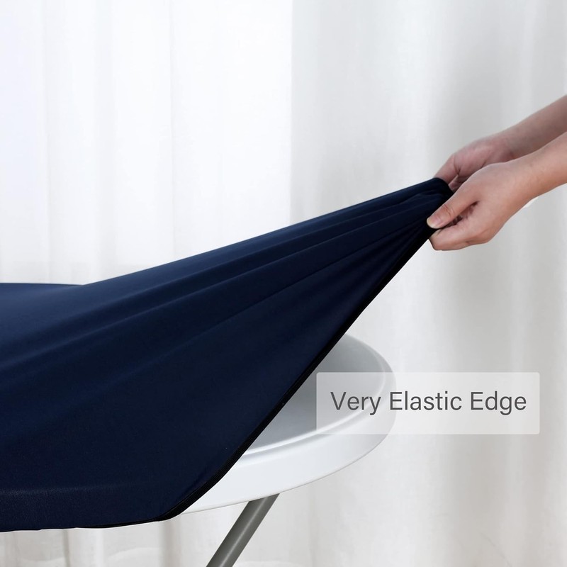 Fitted Round Table Cloth, Reversible Waterproof Stain Resistant Elastic Stretch gallery