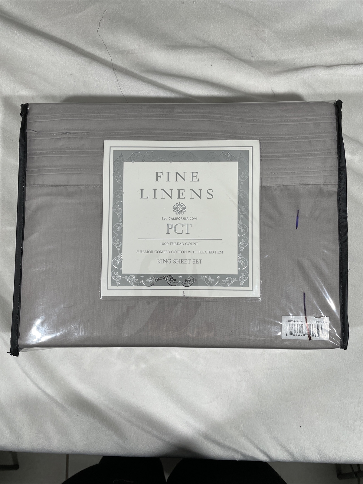 Pacific Coast Textiles 4 PC 1000 TC Sheet Set with Pleated Hem in Grey #D161 gallery