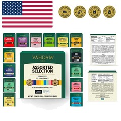 Assorted Tea Sampler 15 Different Variety in Individually Wrapped Pyramid Tea…