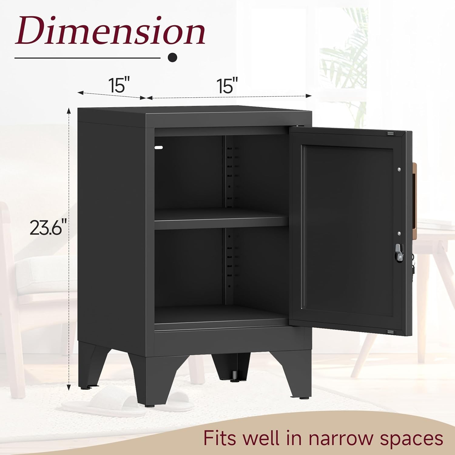 Metal Storage Cabinet with Locking & Adjustable Shelf, Office Lockable Cabinet gallery