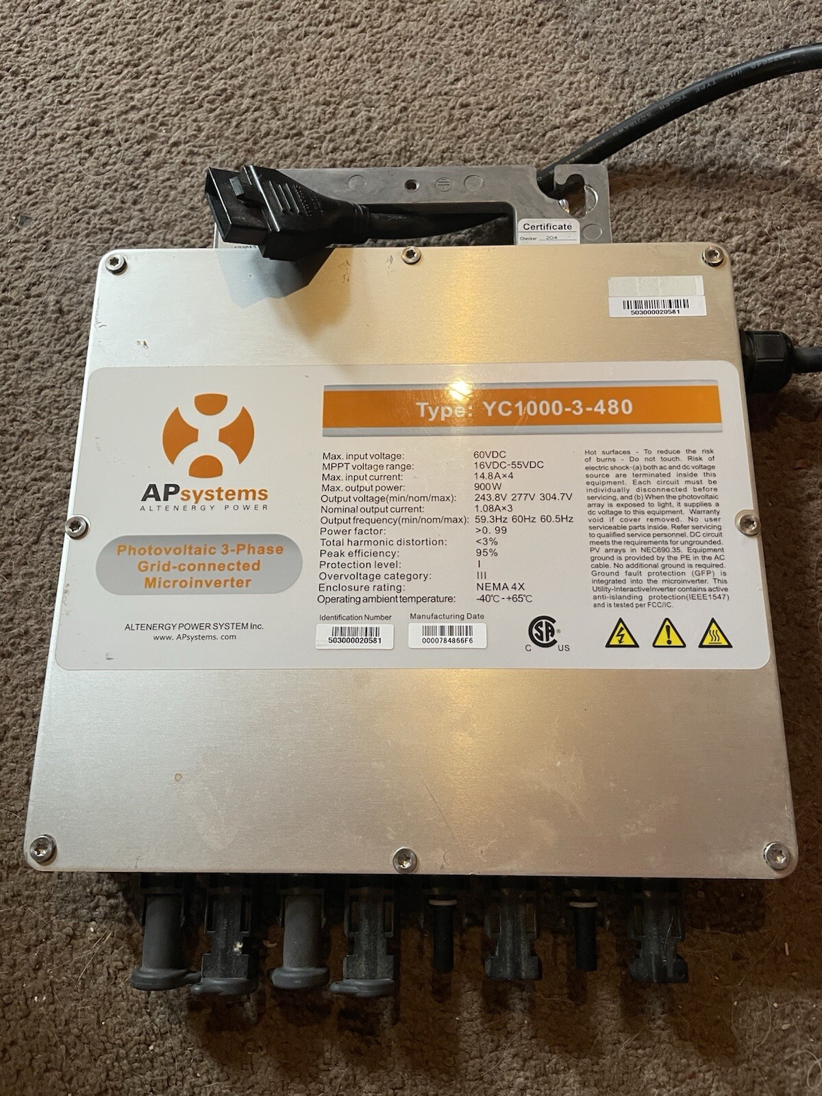 6pcs: APsystems YC-1000 Micro Inverters. 900 Watt 16-60VDC Solar PV gallery