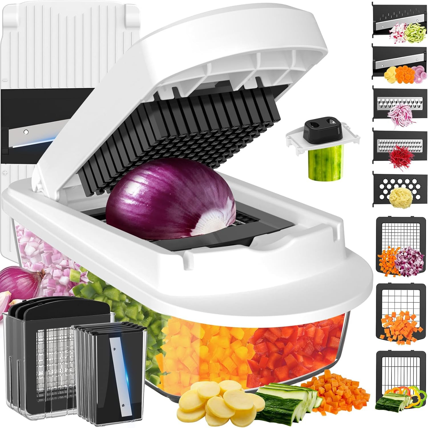 8 Blade All-In-1 Vegetable Chopper Mandoline Slicer with Container, Food Chopper gallery