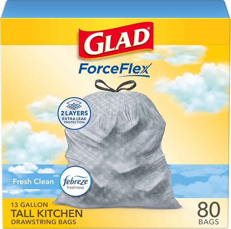 ForceFlex 13 Gallon Scented Kitchen Trash Bags, 80 Count | Febreze Fresh Clean gallery
