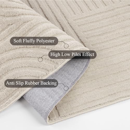Soft Cozy Fluffy Arch Pattern High-Low Pile Textured Area Rug 5'3"x7'3" Non gallery