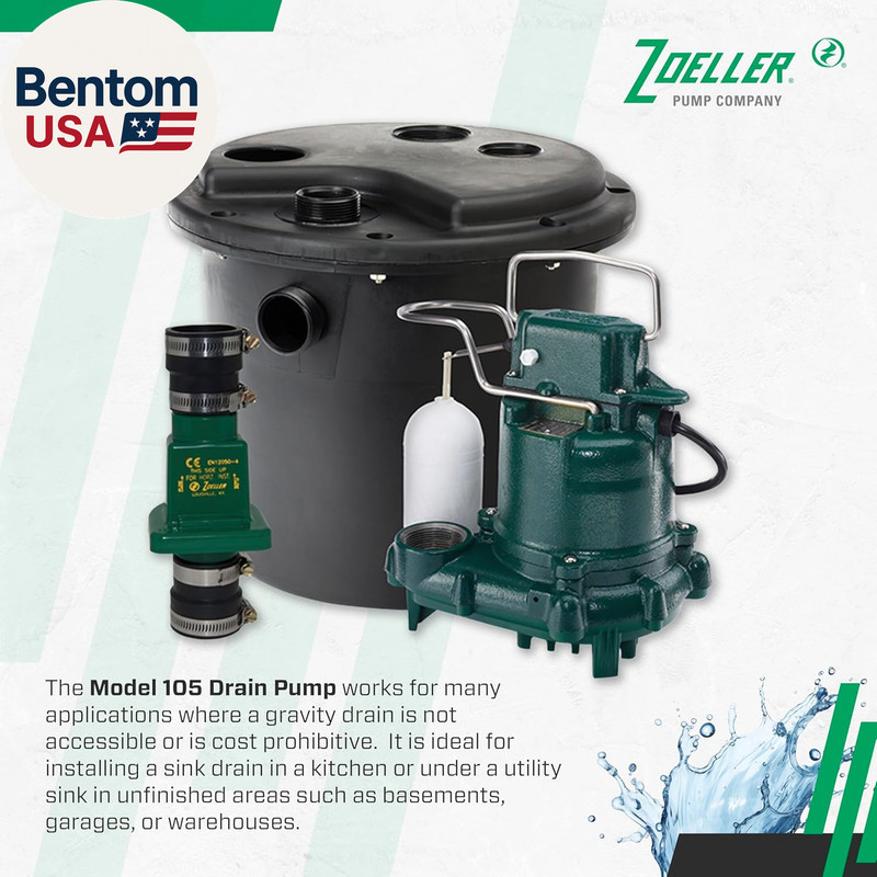 105-001 Automatic Drain Pump System - with 3/10HP Submersible Sump Pump M53 - Ut gallery