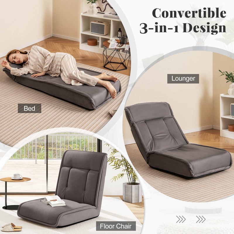 Folding Floor Chair Convertible Lazy Sofa Chair with Adjustable Backrest gallery