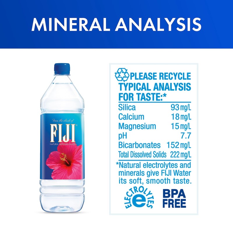 FIJI Natural Artesian Bottled Water 1.5 Liter 1.5L 12 Pack Case Electrolytes gallery