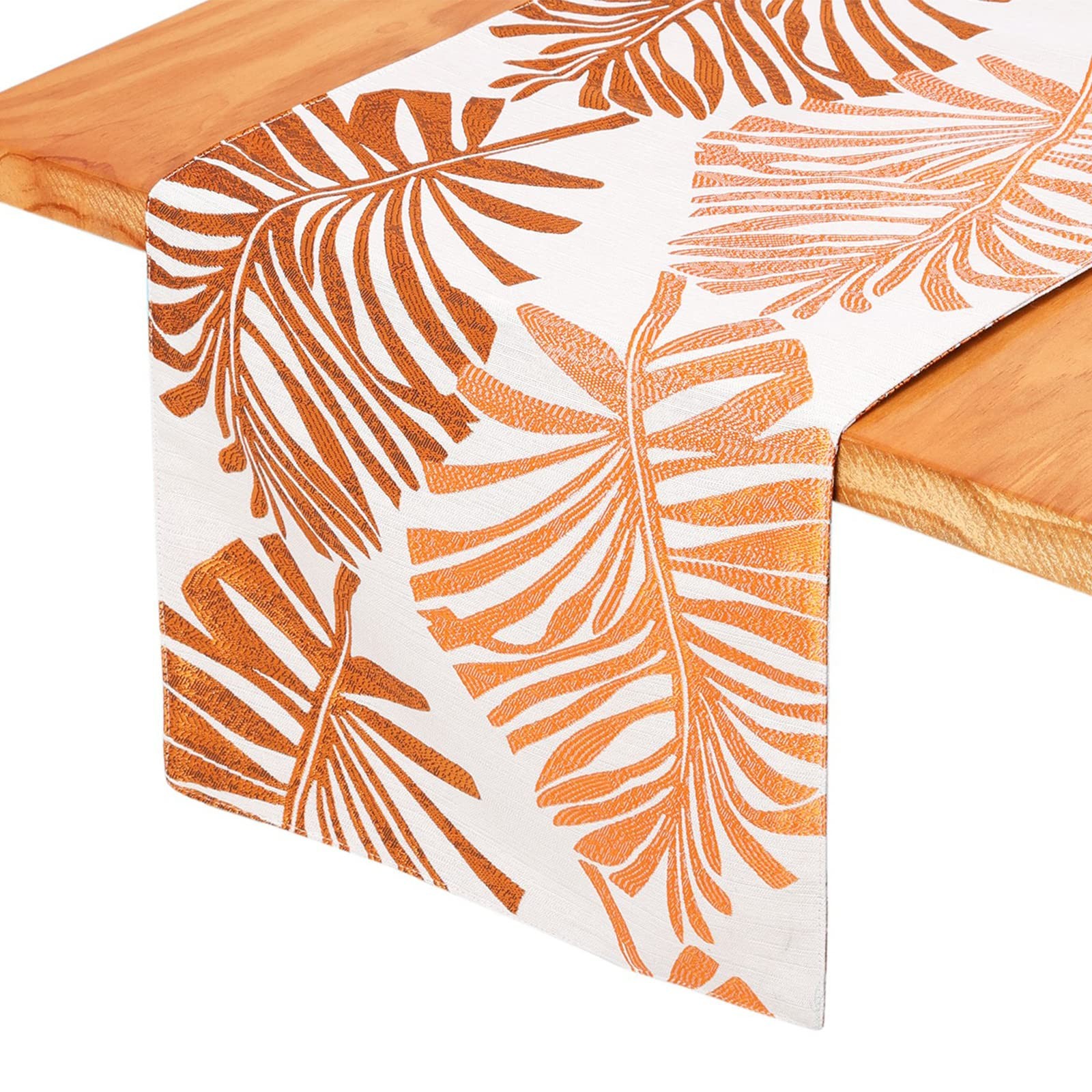 Orange Leaf Table Runner 12x70 Inch Reversible Polyester Kitchen Dining gallery