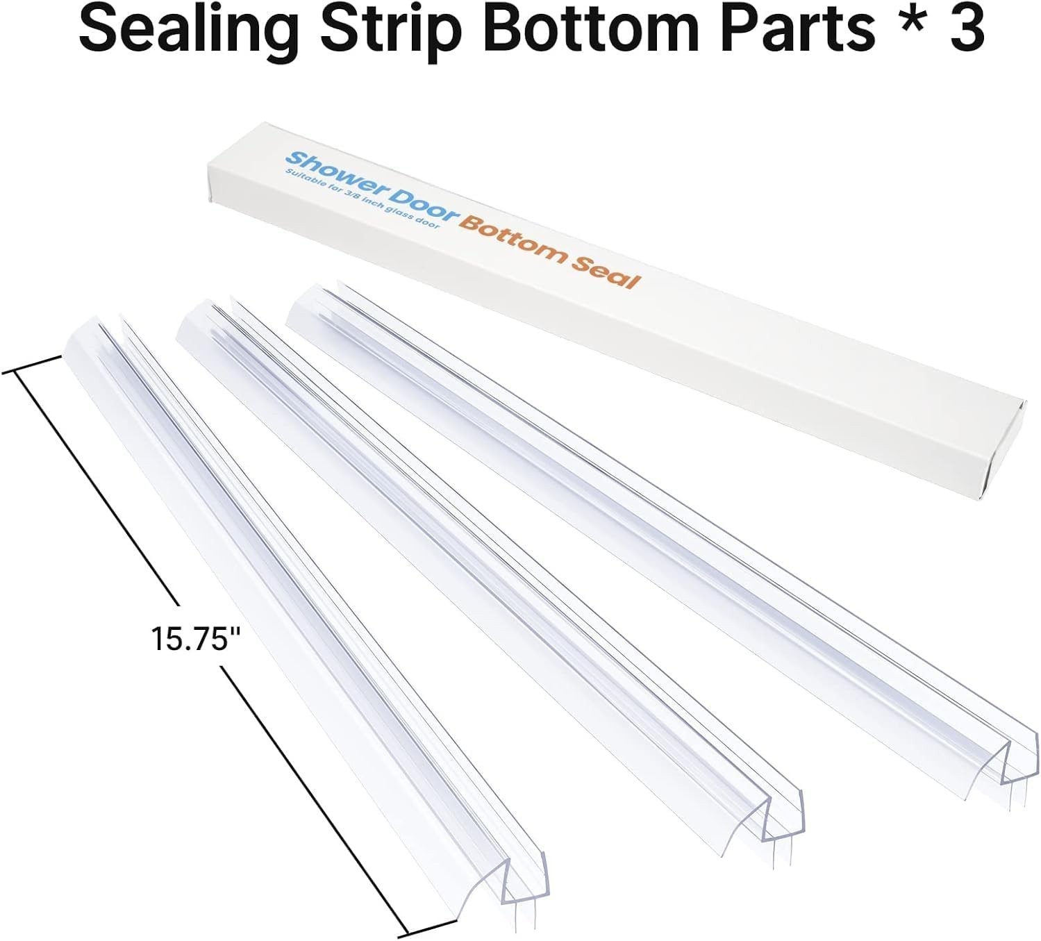 Shower Door Bottom Seal forfor 3/8 Inch Glass 47.25 Inches Clear gallery