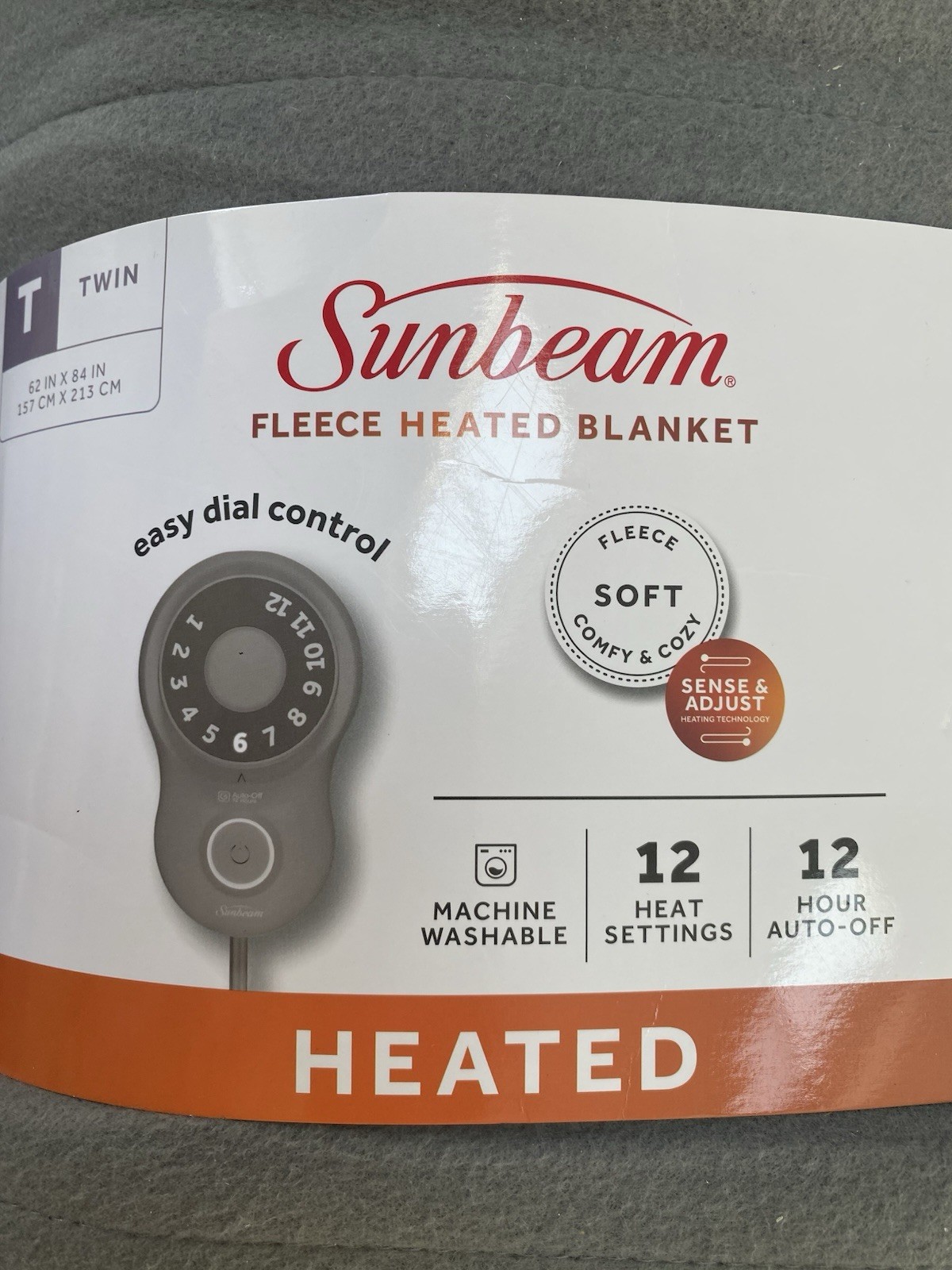 Sunbean Gray Fleece Twin Size Heated Blanket Brand New gallery