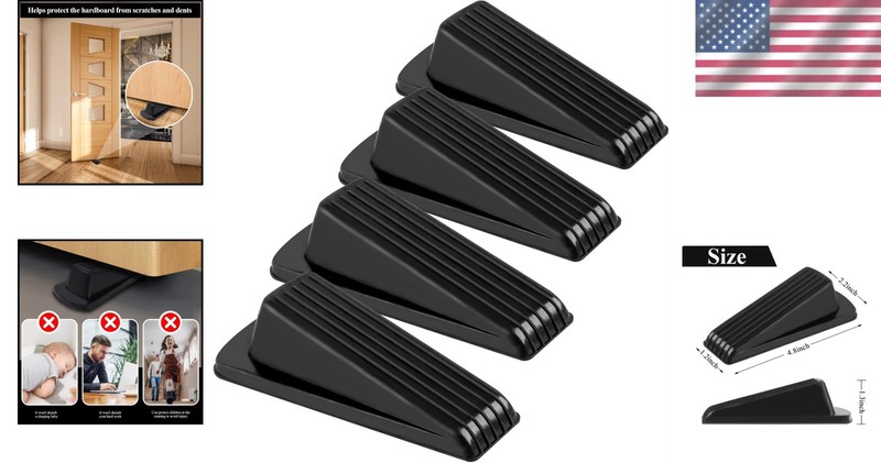 4 Pack High-Quality Rubber Door Stoppers - Secure and Non-Slip Design gallery