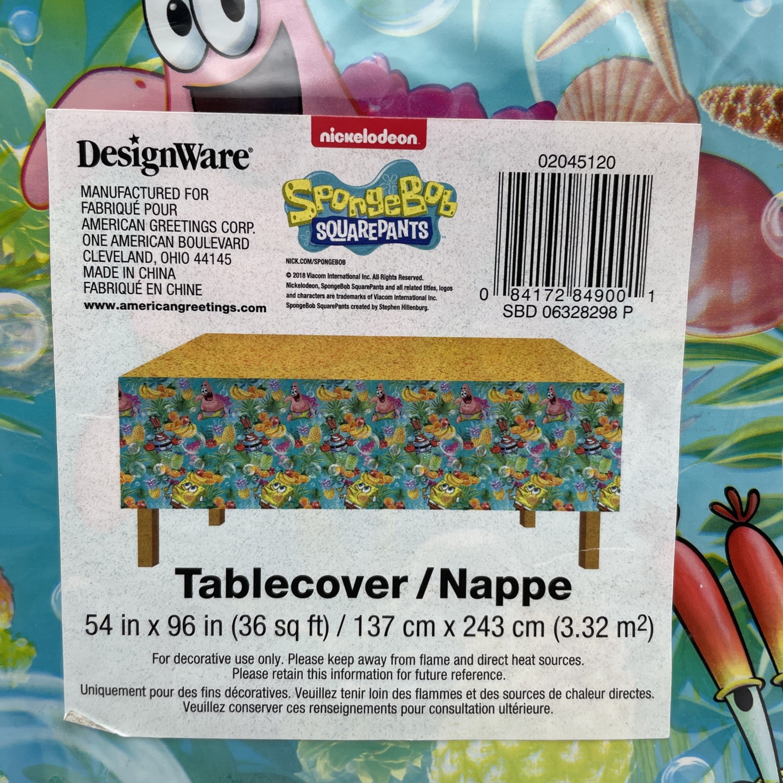 3 SpongeBob SquarePants Table Cloth 54x96 (36 SQ Ft) New Sealed Nickelodeon gallery