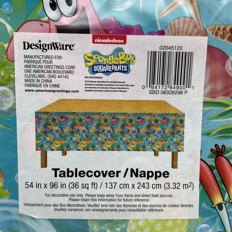 3 SpongeBob SquarePants Table Cloth 54x96 (36 SQ Ft) New Sealed Nickelodeon gallery