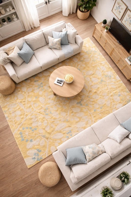Hand Tufted Botanical Rug – Loop & Cut Pile Soft Modern Floral Carpet Design Rug gallery