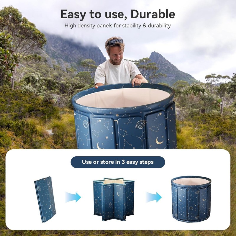 Portable Foldable Ice Bath Tub Collapsible Soaking Bath Tub for Shower 27"*25" gallery
