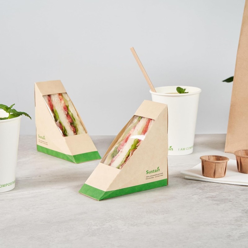 Compostable Takeout Food Containers - Greaseproof Paper Sandwich Boxes gallery