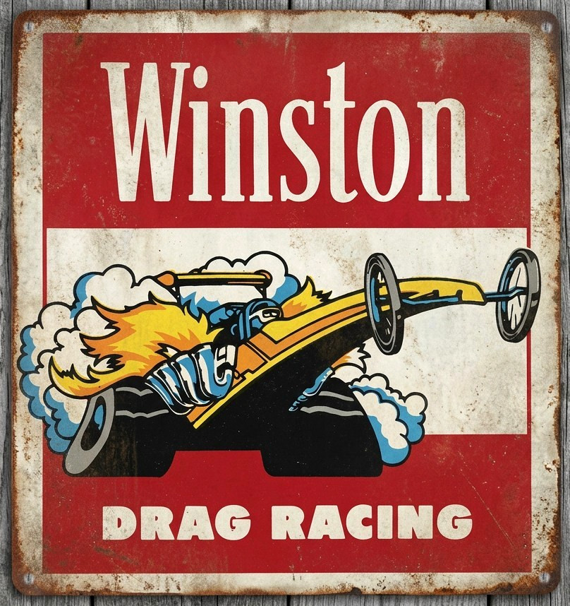 Winston Drag Racing 12 x 12 Square Vintage Novelty Metal Sign Made In USA New! gallery