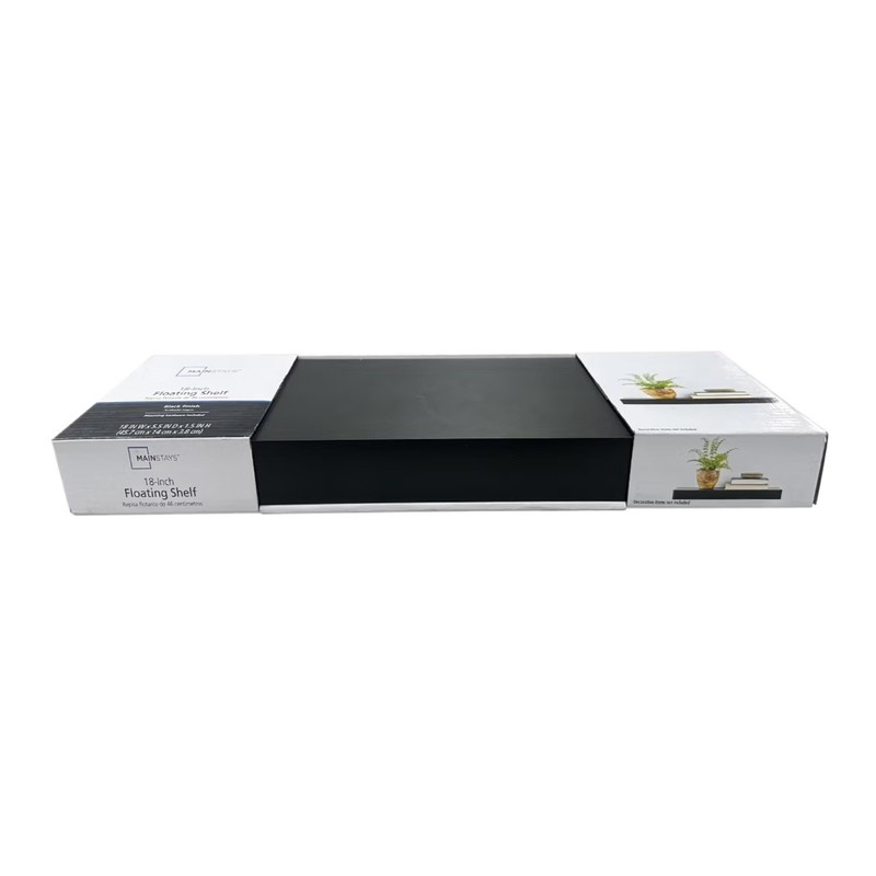 Black 18" Wood Floating Shelf gallery