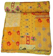 Indian Handwoven Patchwork Vintage Cotton Kantha Quilt ,Bedspread ,Throw Blanket