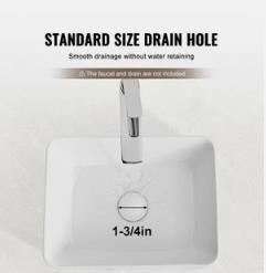 NWT Rectangle Uimoso Ceramic Vessel Sink 16 x12" Bathroom Vanity Bowl Countertop gallery