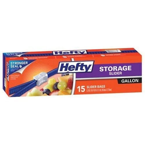 Hefty Onezip Slider Bags, Storage, Gallon, 15 Count gallery