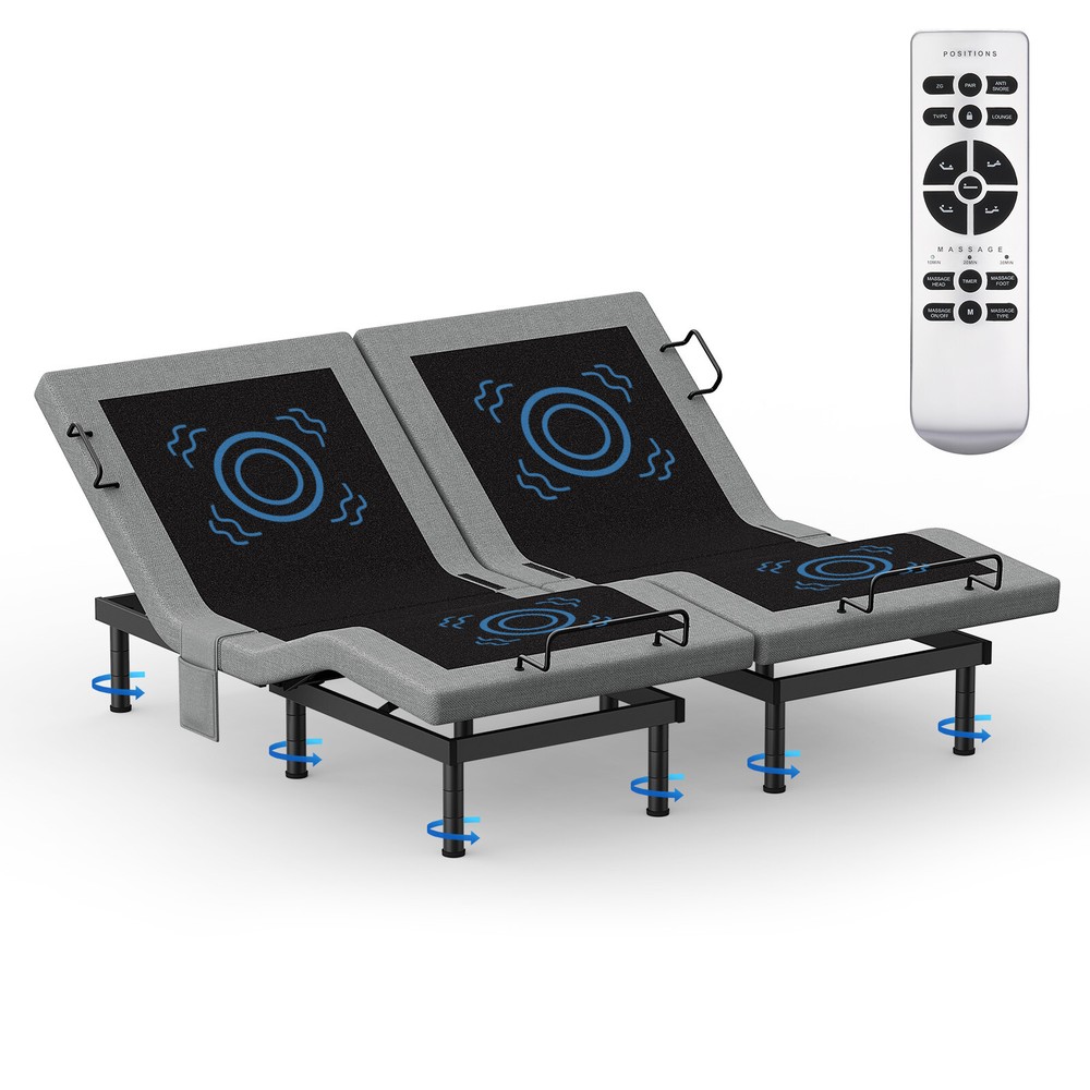 Advanced Power Base Adjustable Bed Frame With 4 Massage Backlit Remote USB Ports