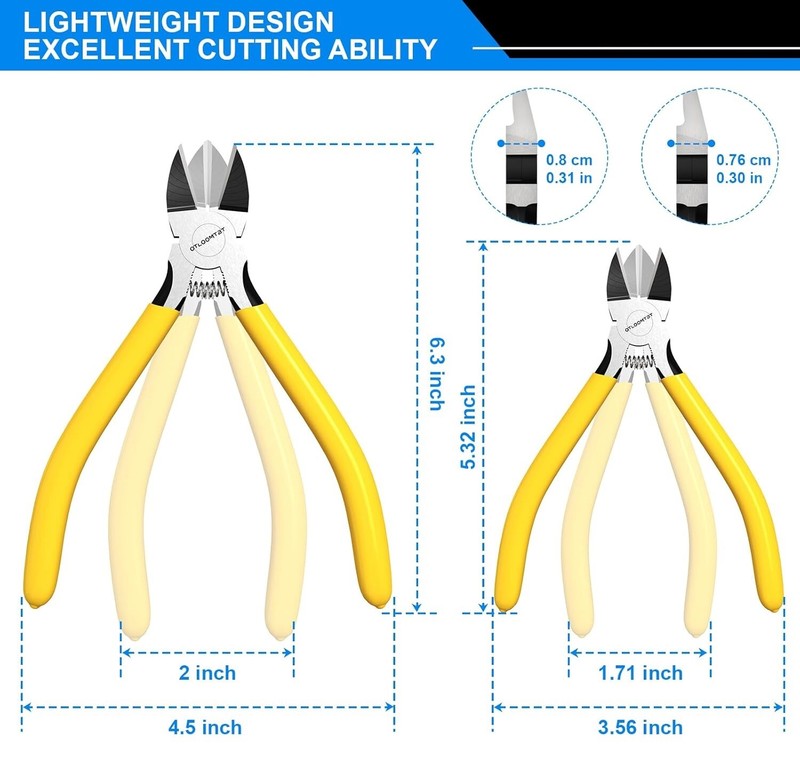 2Pcs Wire Cutters With Long Flat Nose Pliers Small Sharp Side Cutter For Crafts gallery