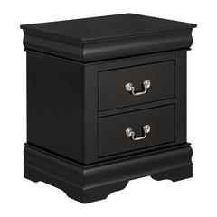Traditional Solid Wood Nightstand with 2 Drawers in Black / Dark Cherry / White