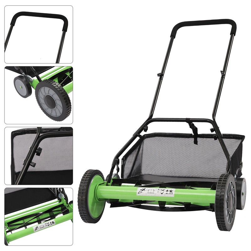 20" Lawn Mower Grass Cutter Machine, with Collection Box,Push Reel Mower 5-Blade gallery